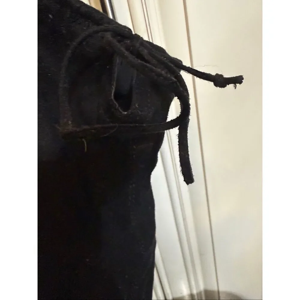 Unisa Women's Faux Suede Tie Back Flat Heel Over the Knee Boots Black Size 7.5